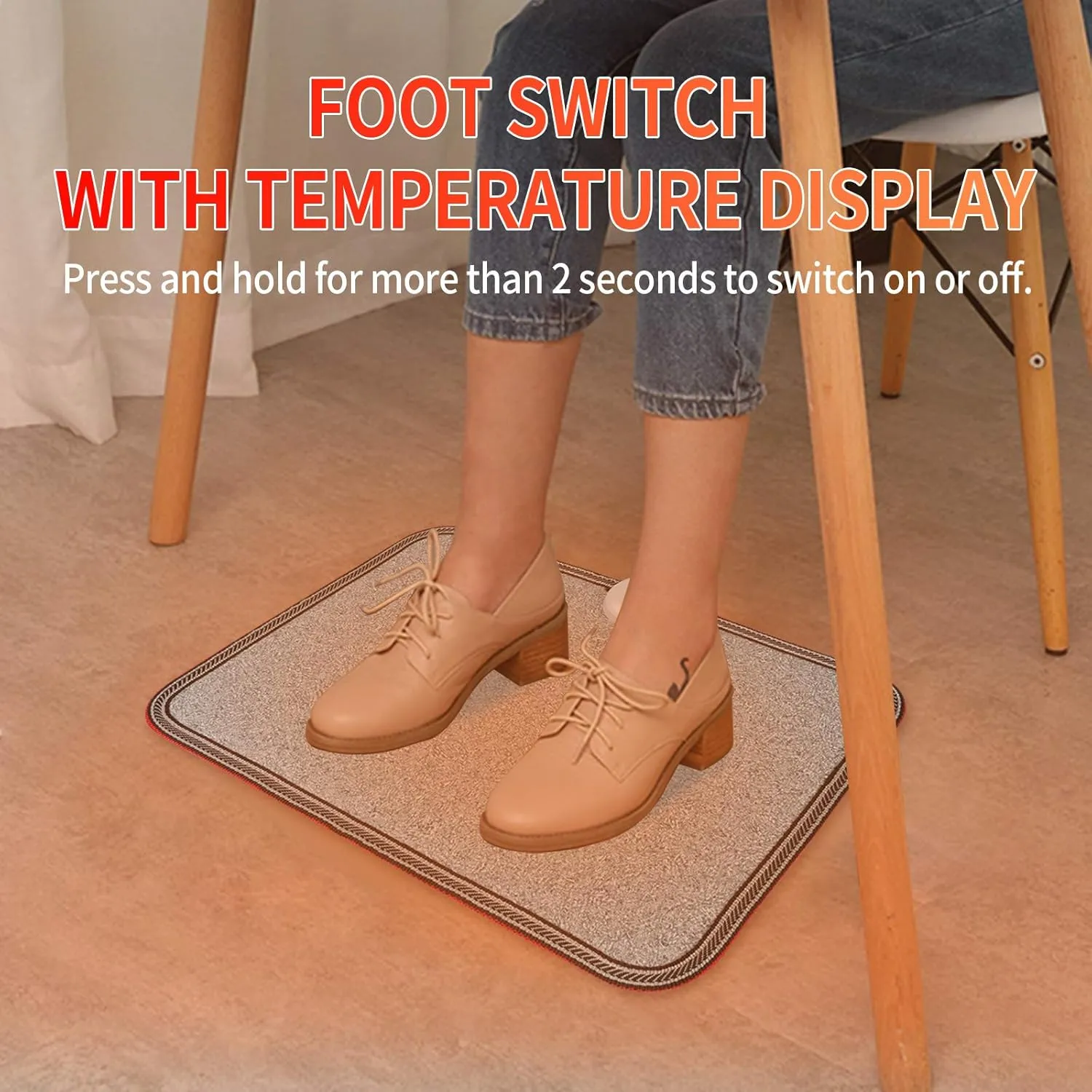 Electric Heated Floor Mats - AC 110V Foot Heater, Heated Foot Warmer Mat Under Desk for Office and Home (Gray)