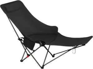 Ellniges]【Heavy Duty Moon Chair Wide Foldable Recliner with 4-Level Backrest, Detachable Footrest for Camping/Hiking, Carbon Steel & 600D Fabric (for Arabic Outdoor Lifestyle)