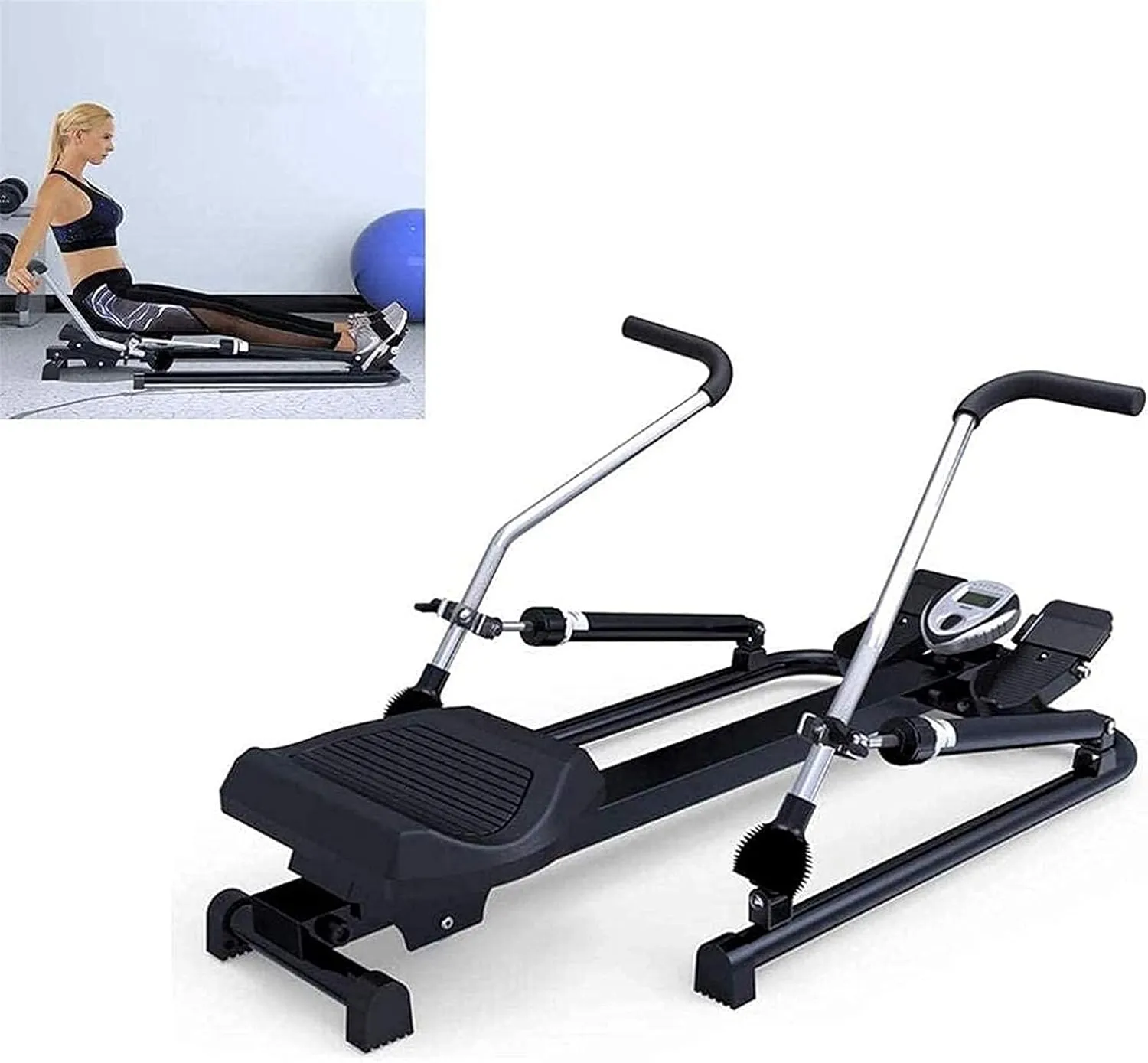 Equipment Home Gym Multi-Function Rowing Machine Silent Hydraulic Rowing Exercise Fitness Equipment Double Resistance Adjustment Foldable De