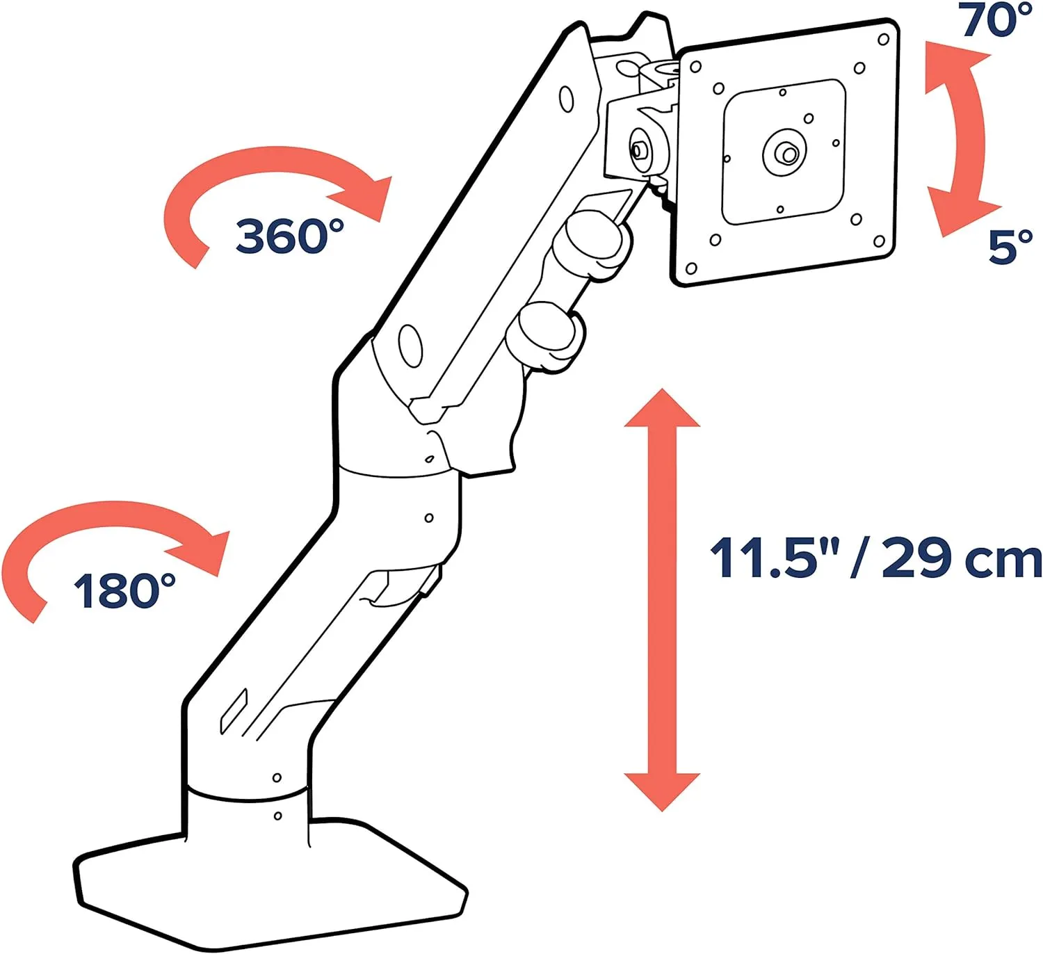 Ergotron – HX Premium Heavy Duty Monitor Arm, Single Monitor VESA Desk Mount – for Flat or Slight Curved Ultrawide Monitors Up to 49 inches, 20 to 42 lbs – Standard Pivot, White