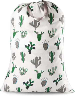Extra Large Laundry Bag with Drawstring and Handle, Heavy Duty Travel Dirty Clothes Bag for Laundromat and Household, Durable Rip-Stop Laundry Hamper Liner, 28 x 40 Inch, Cactus