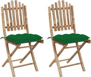 (Fast Shipments) Folding Camping Chair, Folding Recliner Chair Portable for Camping Outdoor Beach Folding Patio Chairs 2 pcs with Cushions Bamboo
