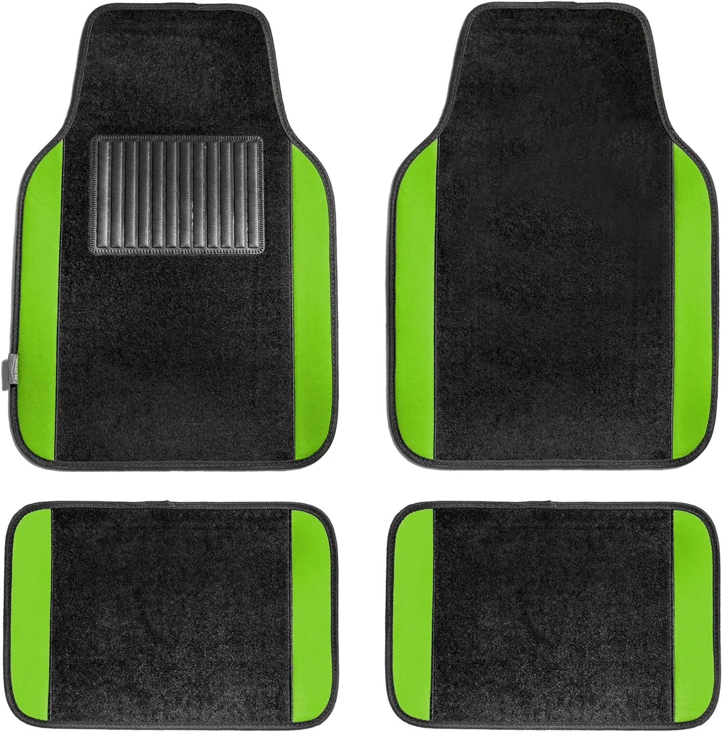 FH Group Unique Flat Cloth Seat Covers with Premium Carpet Floor Mats- Fit Most Car, Truck, SUV, or Van (Green/Black) FB032115- F14407