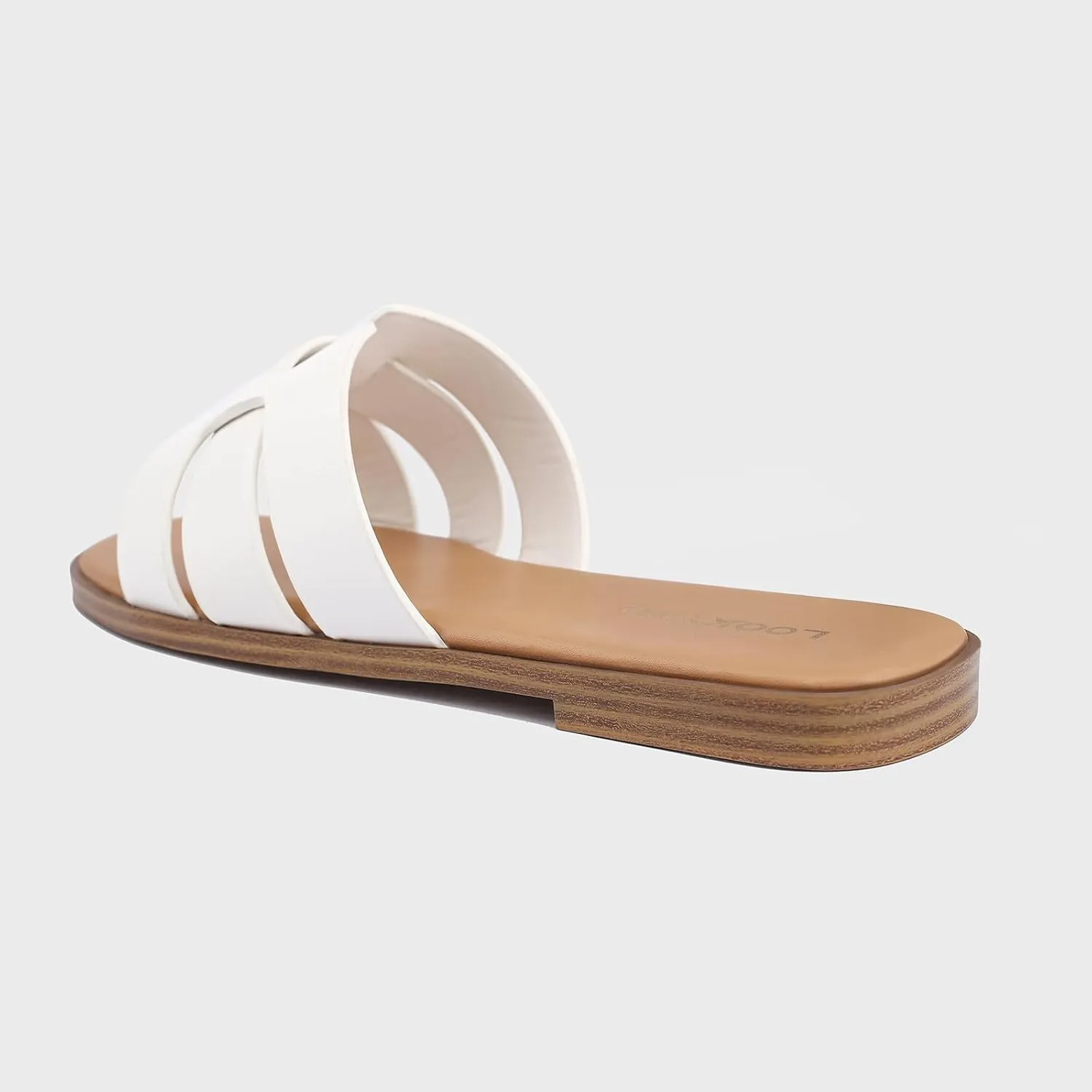 Flat Sandals for Women 2025 Dressy Summer Leather Slides with Square Open Toe