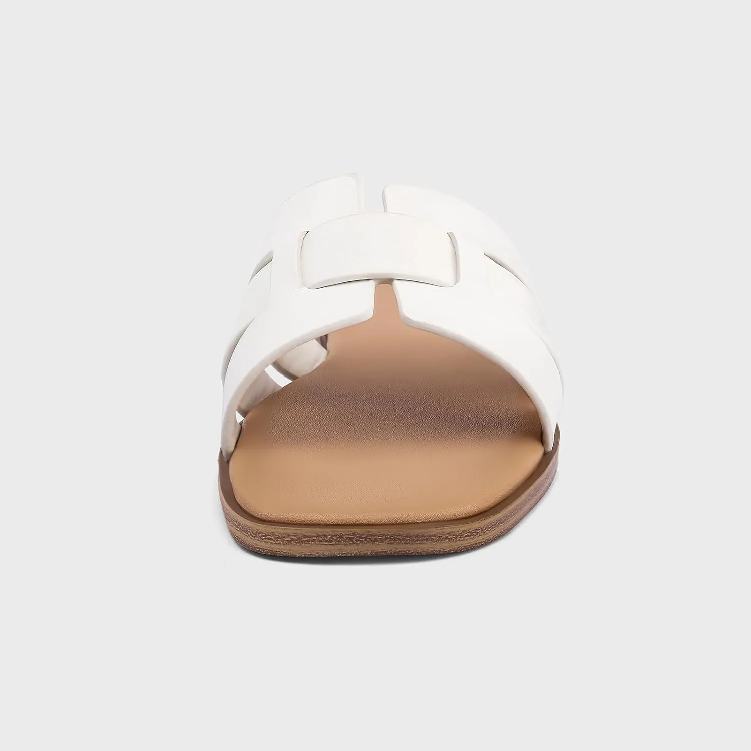 Flat Sandals for Women 2025 Dressy Summer Leather Slides with Square Open Toe