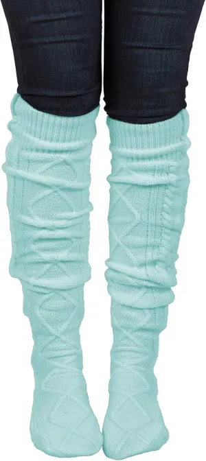 Floral Find Women's Cable Knit Knee-High Winter Boot Socks Extra Long Thigh Leg Warmers Stocking
