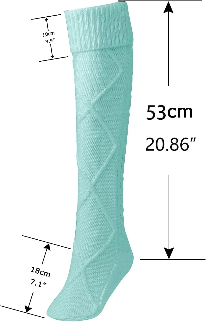 Floral Find Women's Cable Knit Knee-High Winter Boot Socks Extra Long Thigh Leg Warmers Stocking
