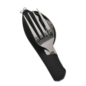 Foldable Camping Utensil Set - Stainless Steel Knife, Fork, Spoon Combo for Outdoor, Picnic, Travel