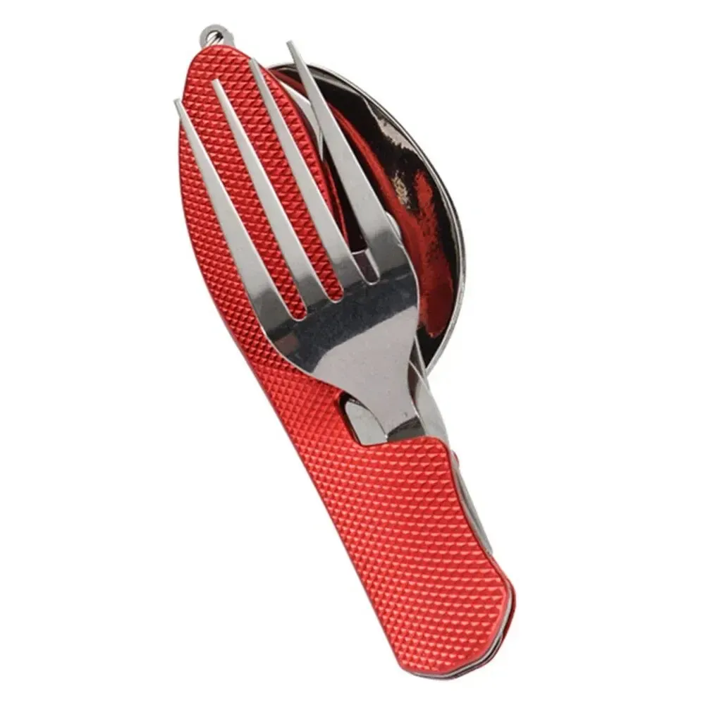 Foldable Camping Utensil Set - Stainless Steel Knife, Fork, Spoon Combo for Outdoor, Picnic, Travel