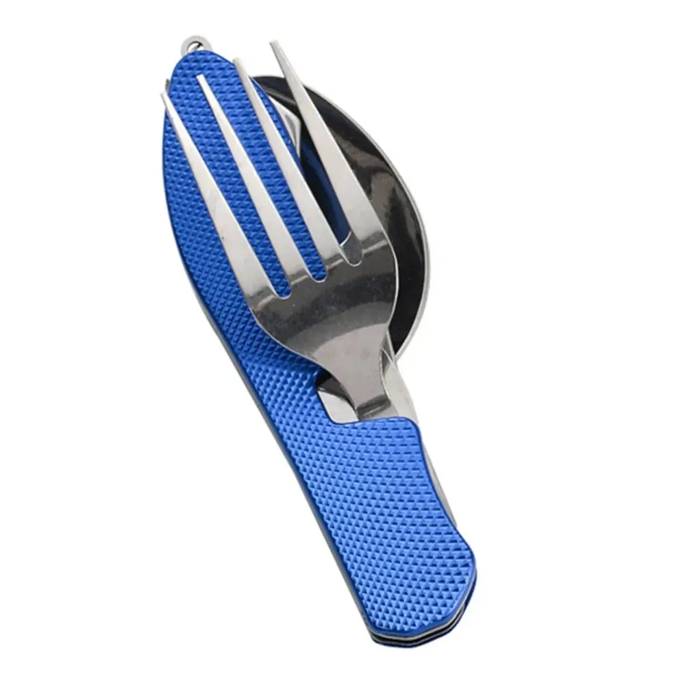 Foldable Camping Utensil Set - Stainless Steel Knife, Fork, Spoon Combo for Outdoor, Picnic, Travel