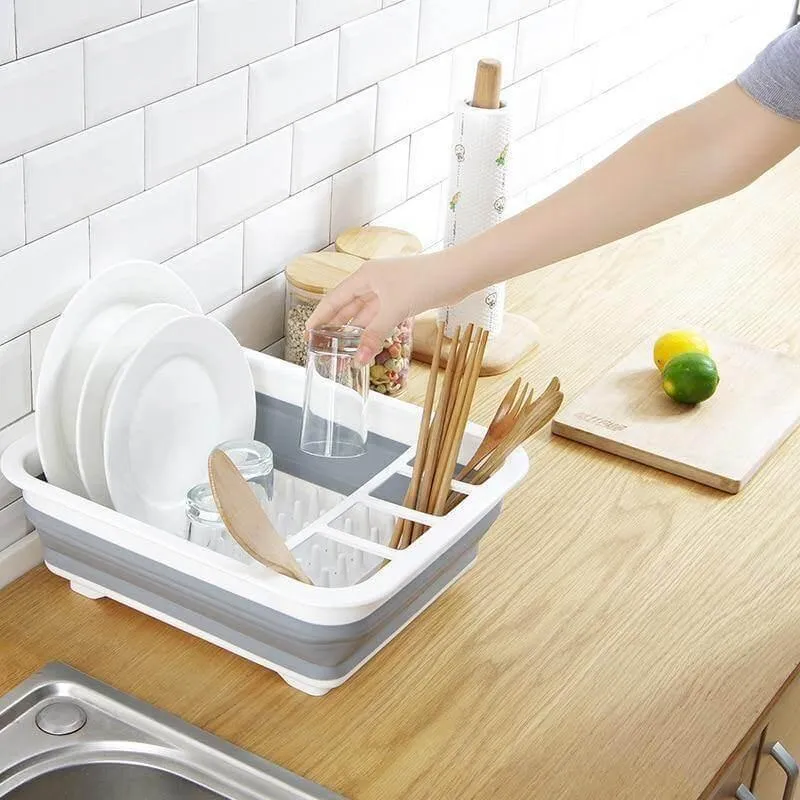 Foldable Dish Drying Rack - Space-Saving Kitchen Organizer