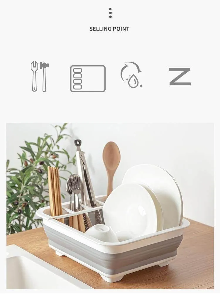 Foldable Dish Drying Rack - Space-Saving Kitchen Organizer