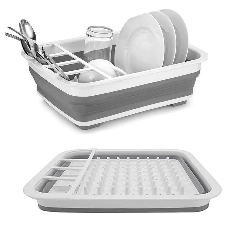 Foldable Dish Drying Rack - Space-Saving Kitchen Organizer