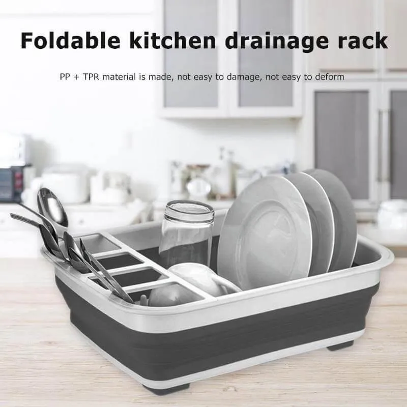 Foldable Dish Drying Rack - Space-Saving Kitchen Organizer