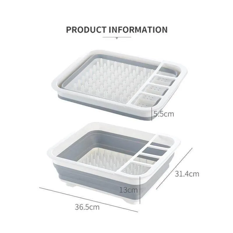 Foldable Dish Drying Rack - Space-Saving Kitchen Organizer