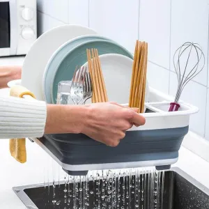 Foldable Dish Drying Rack - Space-Saving Kitchen Organizer