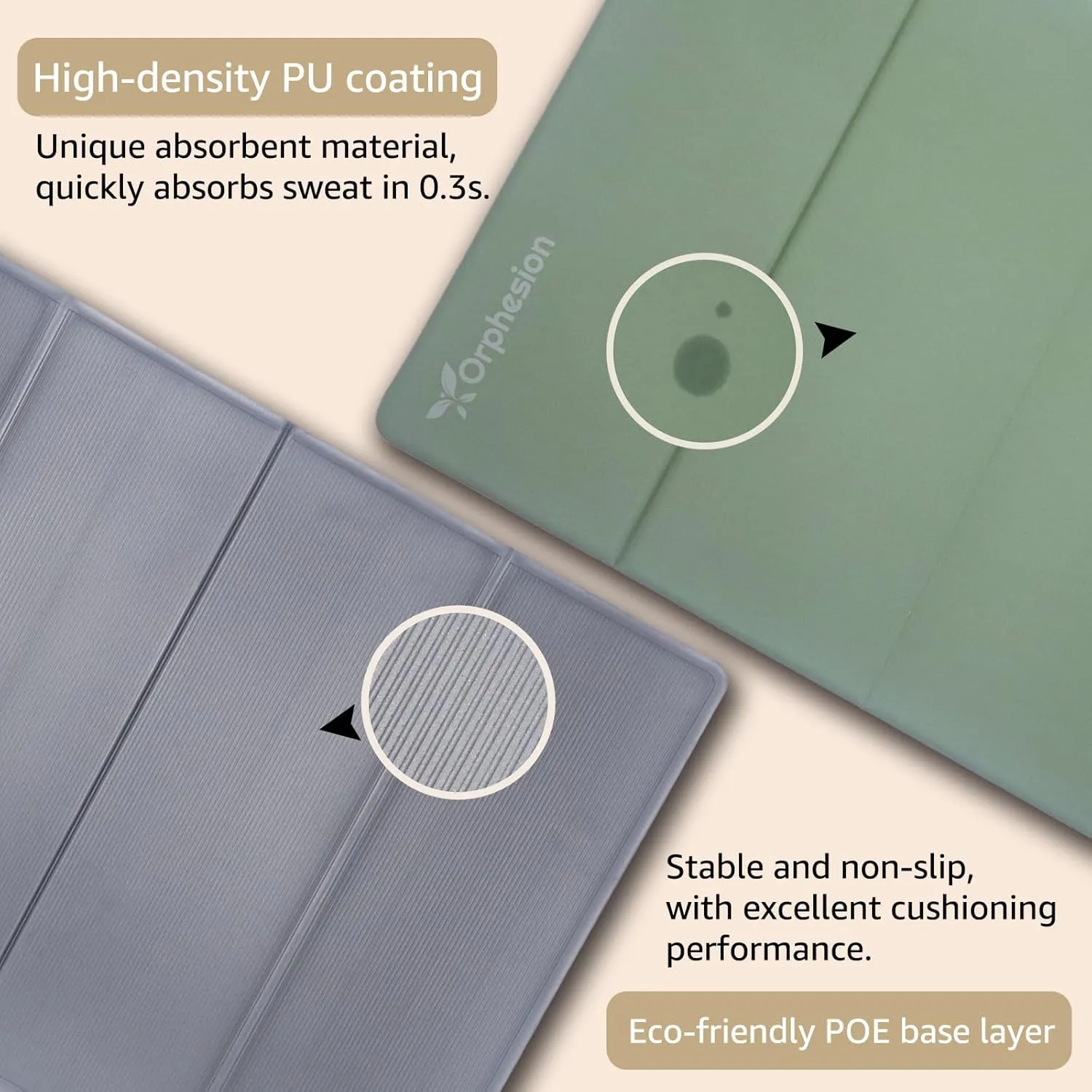 Foldable Yoga Mat Lightweight Packable Travel Mat Non slip Folding Exercise Mat Easy to Store Pilates Workout Mat 0.24"(6mm) with Carrying Strap