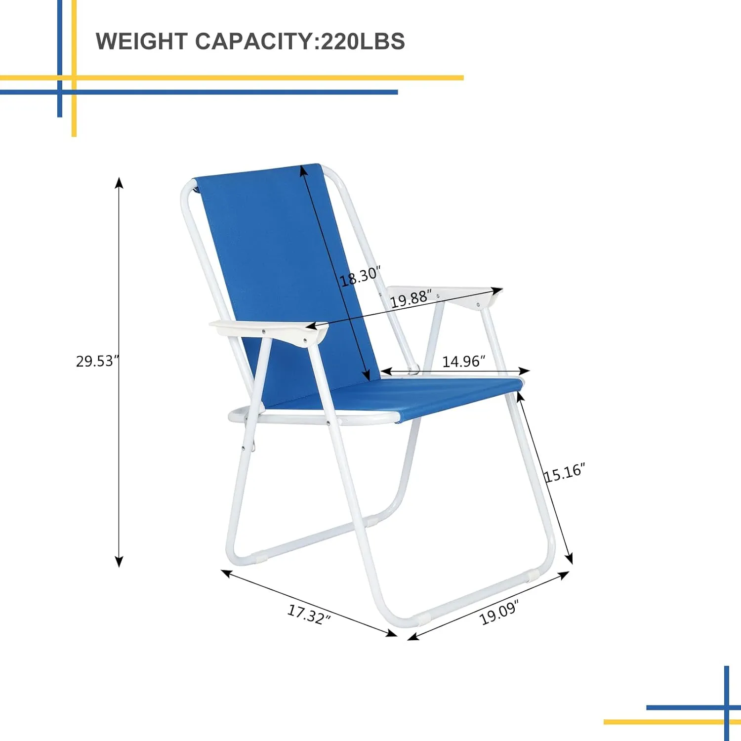 Folding Beach Chair for Adults, Patio Lightweight Folding Chair(Only 4.4 Lbs),Folds for Easy Storage, Outdoor Portable Camping Chairs for Garden, Park, Lawn, Music Festival, Poolside,Travel, Blue