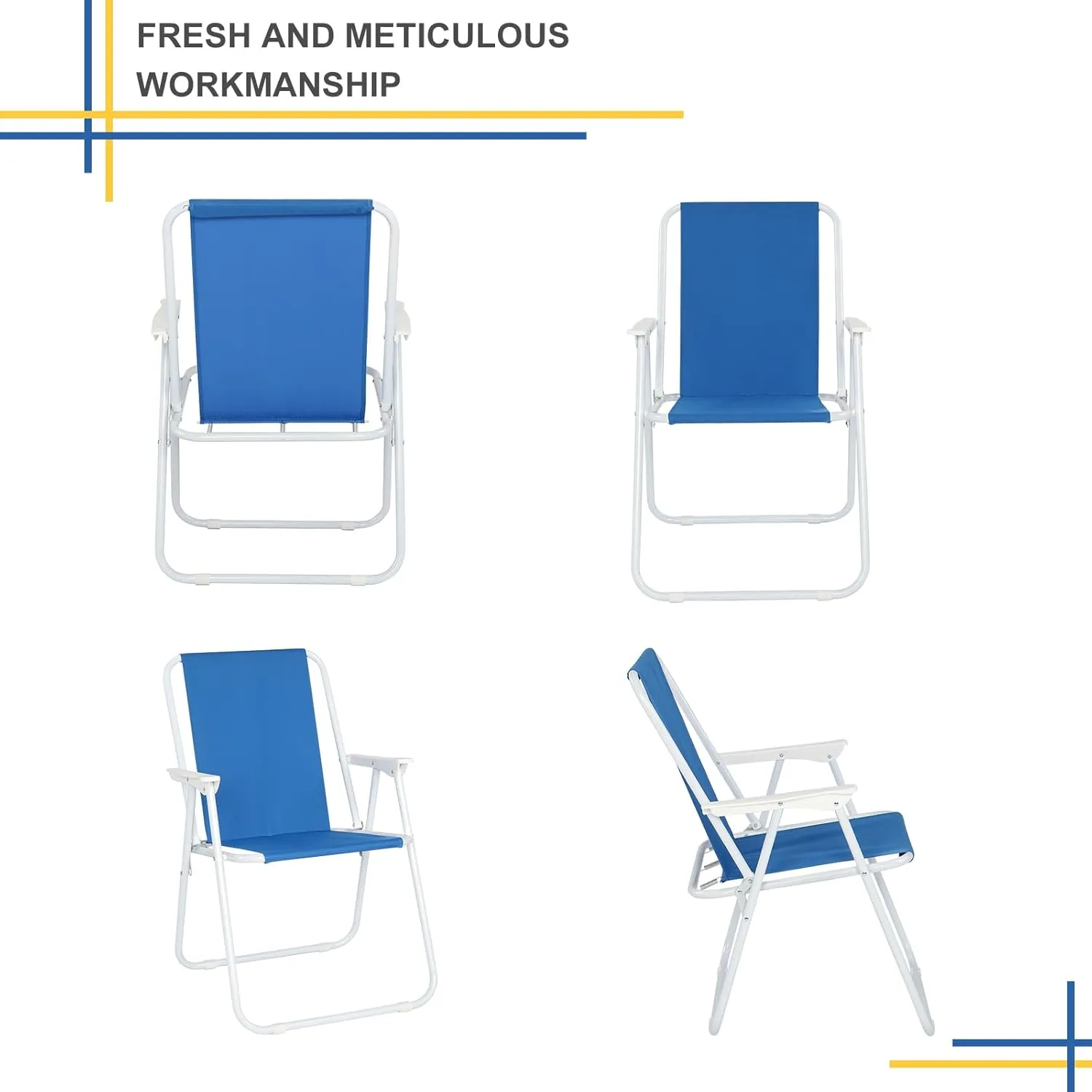 Folding Beach Chair for Adults, Patio Lightweight Folding Chair(Only 4.4 Lbs),Folds for Easy Storage, Outdoor Portable Camping Chairs for Garden, Park, Lawn, Music Festival, Poolside,Travel, Blue