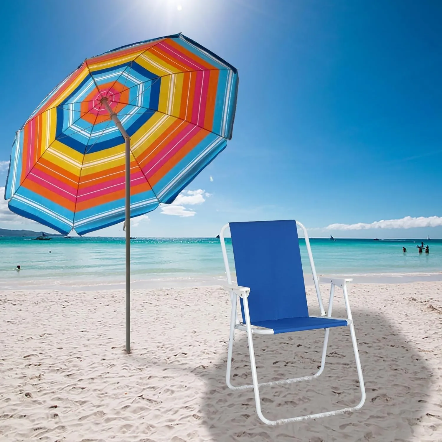 Folding Beach Chair for Adults, Patio Lightweight Folding Chair(Only 4.4 Lbs),Folds for Easy Storage, Outdoor Portable Camping Chairs for Garden, Park, Lawn, Music Festival, Poolside,Travel, Blue