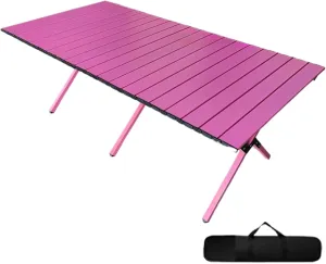 Folding Camping Table and Chairs Portable and Foldable Picnic Bench Set Carbon Steel Roll-Up Bbq Table with Large Storage Bag for Indoor Outdoor Dining, Picnic, Bbq, Party, Backyard, Beach
