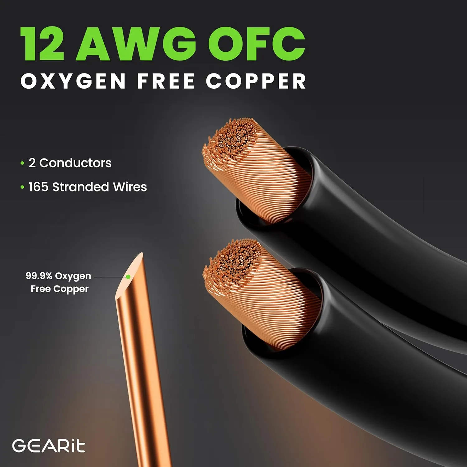 GearIT 12AWG Speaker Cable Wire with Gold-Plated Banana Tip Plugs (10 Feet) in-Wall CL2 Rated, Heavy Duty Braided, 99.9% Oxygen-Free Copper (OFC) - Black, 10ft