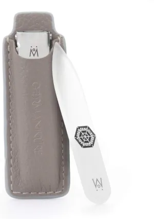 GERMANIKURE Pocket Nail Clipper and Glass Nail File Set in Leather Case - Made in Germany of FINOX Stainless Steel, Glass Made in Czech Republic, Travel Nail Care Supplies