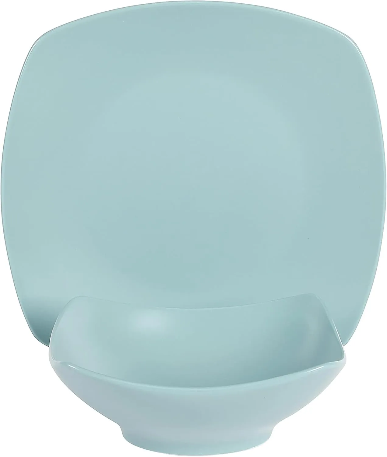 Gibson Home Zen Buffet Matte Porcelain Chip and Scratch Resistant Plates and Bowls Dinnerware Set - Blue, Service for 4 (8pcs)