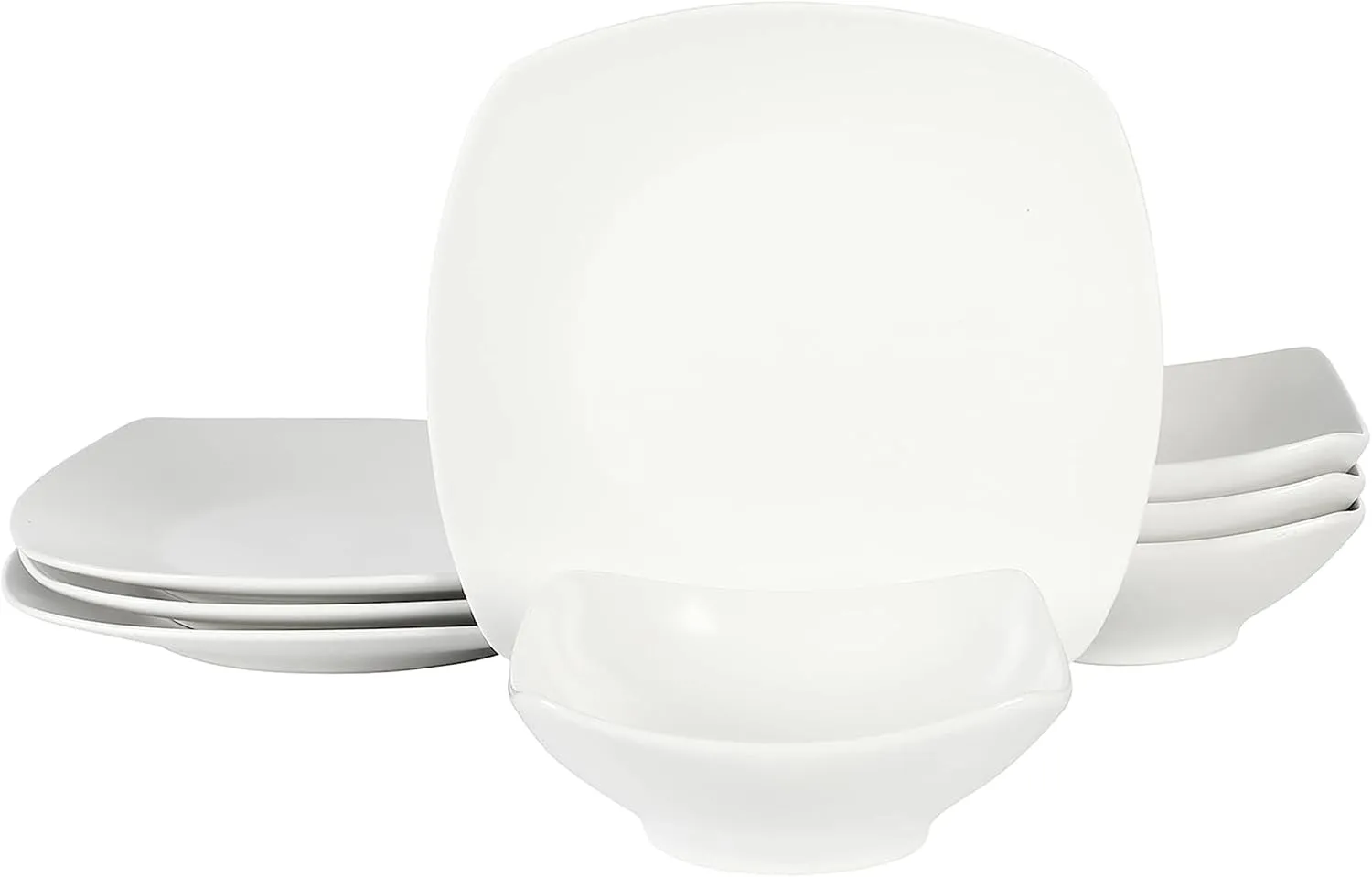 Gibson Home Zen Buffet Matte Porcelain Chip and Scratch Resistant Plates and Bowls Dinnerware Set - White, Service for 4 (8pcs)