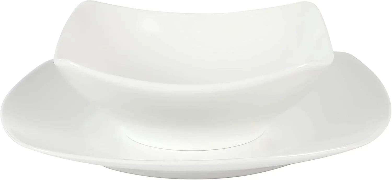 Gibson Home Zen Buffet Matte Porcelain Chip and Scratch Resistant Plates and Bowls Dinnerware Set - White, Service for 4 (8pcs)