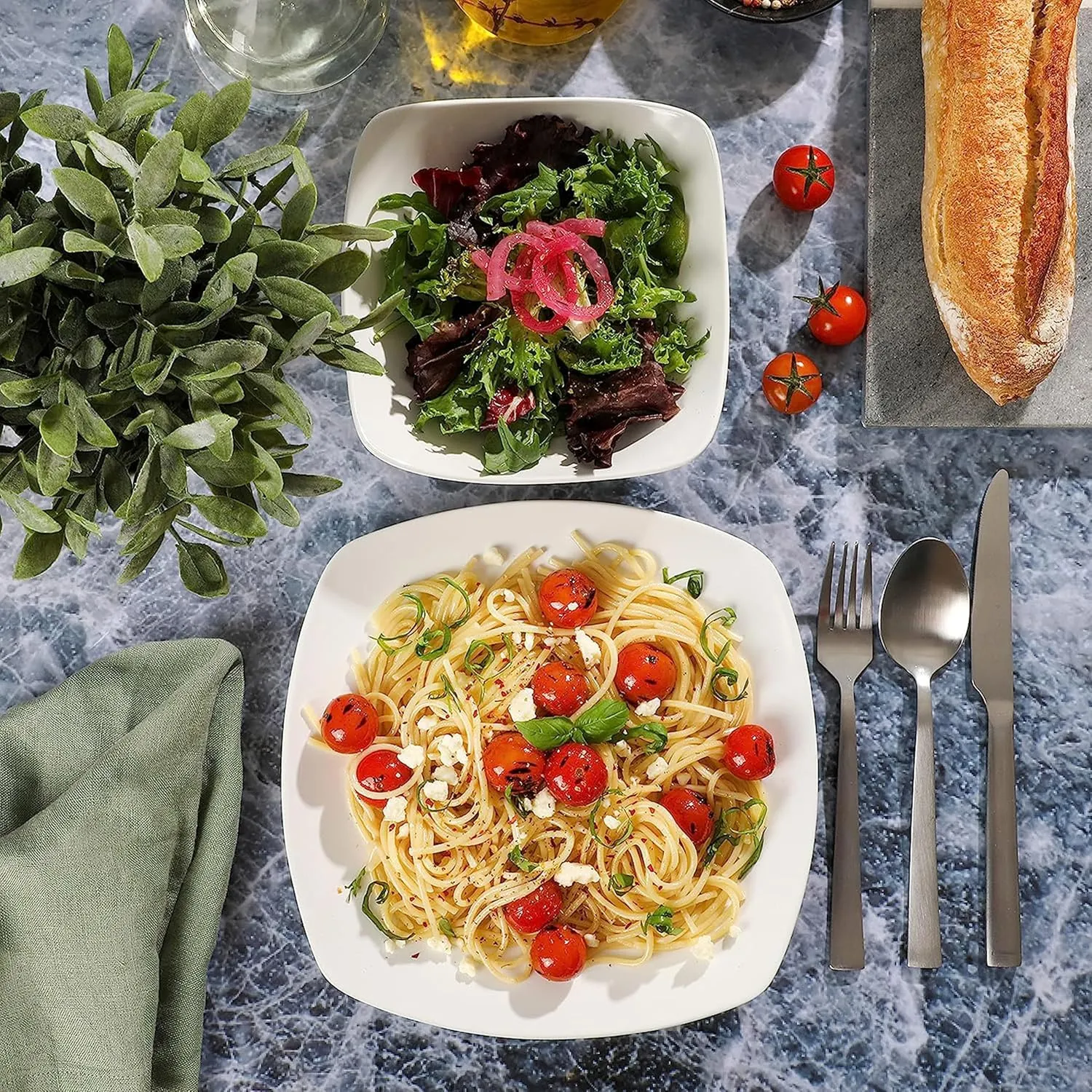 Gibson Home Zen Buffet Matte Porcelain Chip and Scratch Resistant Plates and Bowls Dinnerware Set - White, Service for 4 (8pcs)
