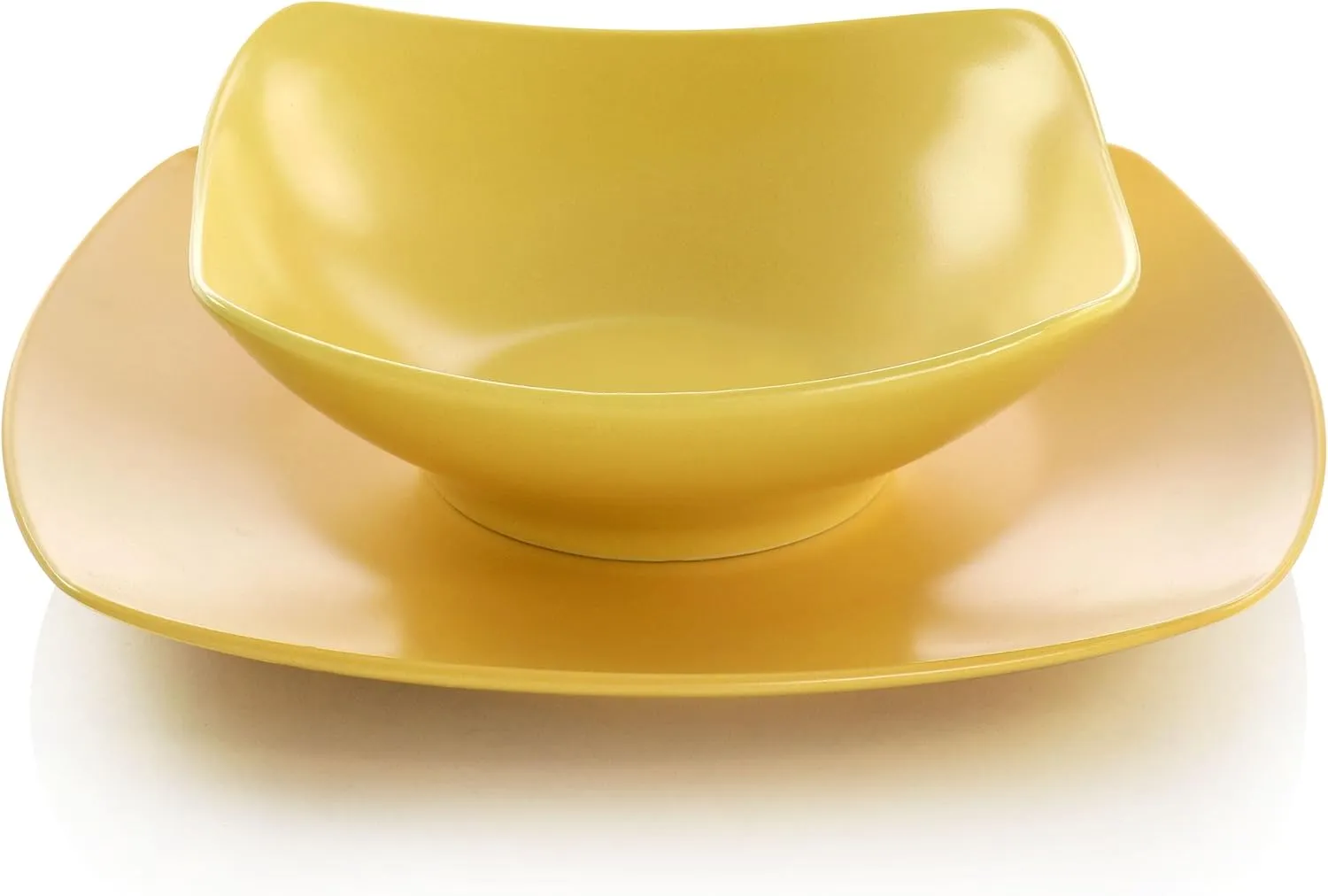 Gibson Home Zen Buffet Matte Porcelain Plates and Bowls Dinnerware Set - Yellow, Service for 4 (8pcs)