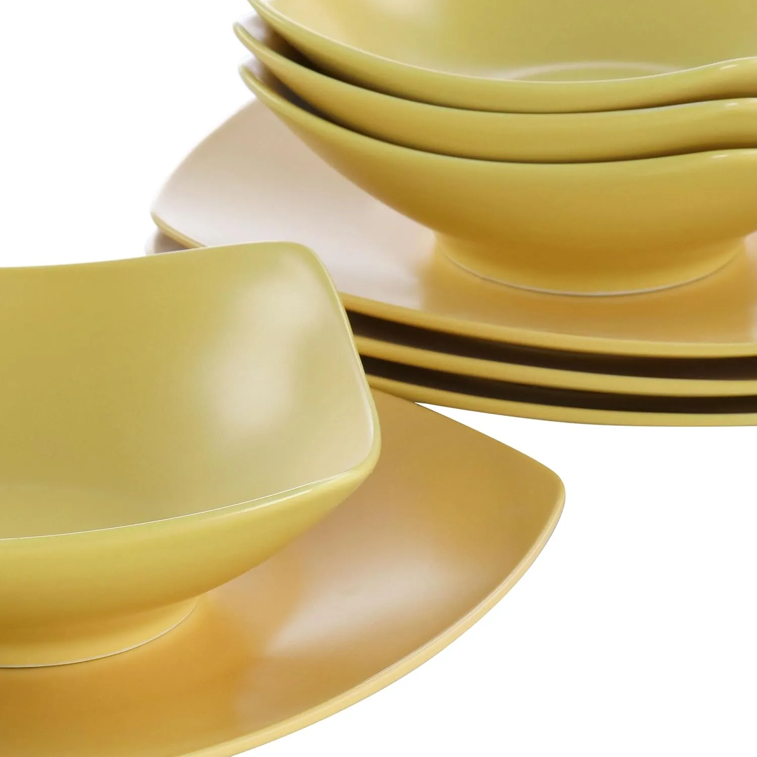 Gibson Home Zen Buffet Matte Porcelain Plates and Bowls Dinnerware Set - Yellow, Service for 4 (8pcs)