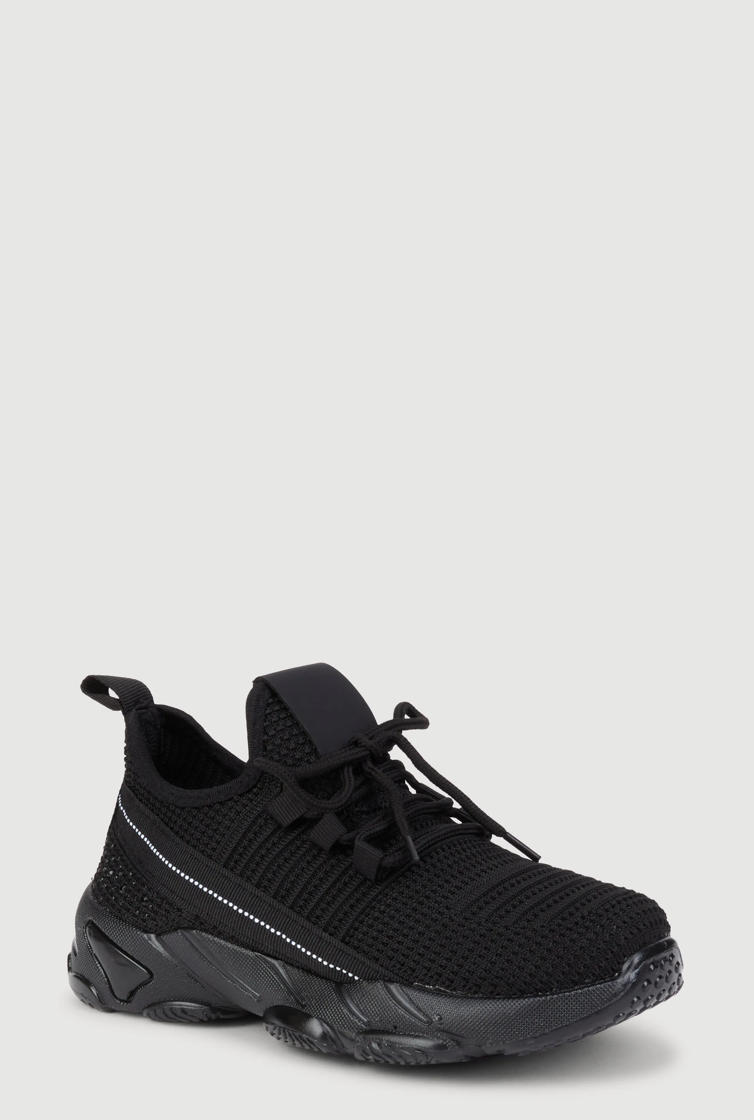 Girls Textured Knit Slip On Sneakers