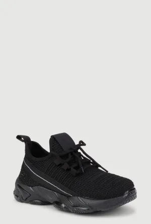 Girls Textured Knit Slip On Sneakers