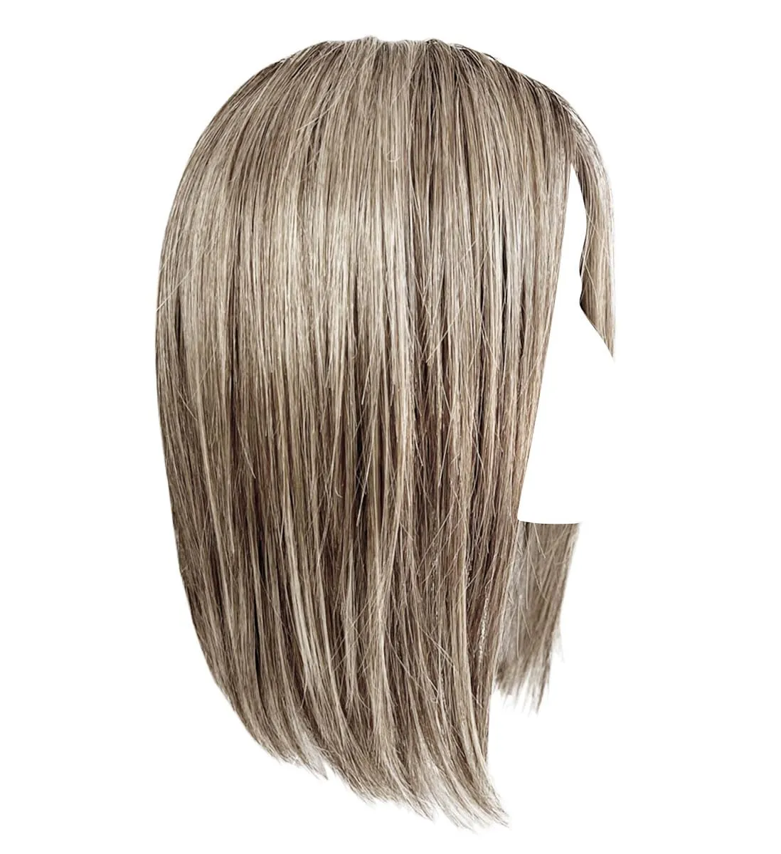 Glam Era Shoulder-Length Bob Wig, Sleek and Trendy With Center Part, Average Cap - GF119 Silver And Smoke