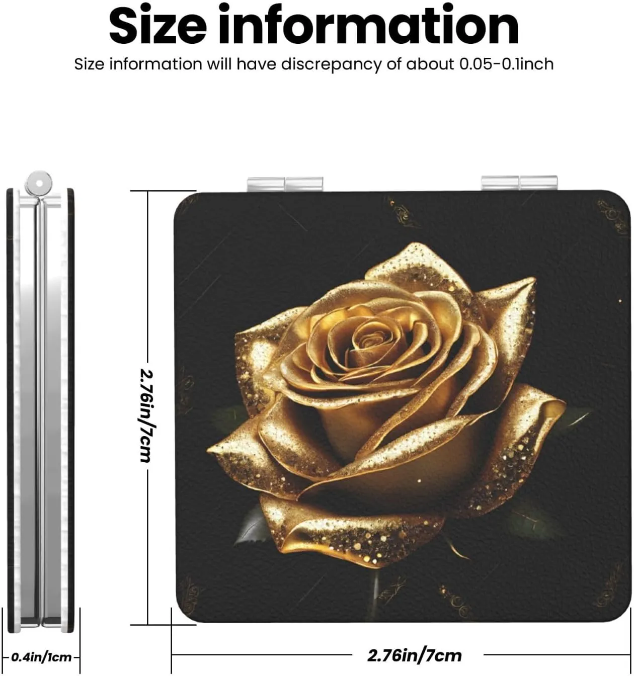 Gold Rose Portable Pocket Cosmetic Mirror-Compact and Light, It is A Necessary Thing to Go Out for Beauty and Makeup