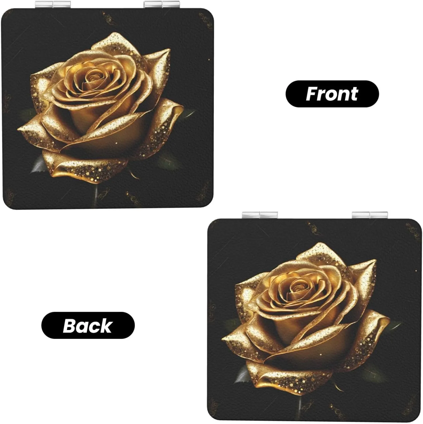 Gold Rose Portable Pocket Cosmetic Mirror-Compact and Light, It is A Necessary Thing to Go Out for Beauty and Makeup