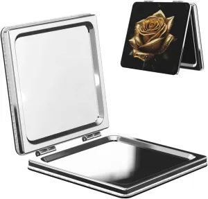 Gold Rose Portable Pocket Cosmetic Mirror-Compact and Light, It is A Necessary Thing to Go Out for Beauty and Makeup