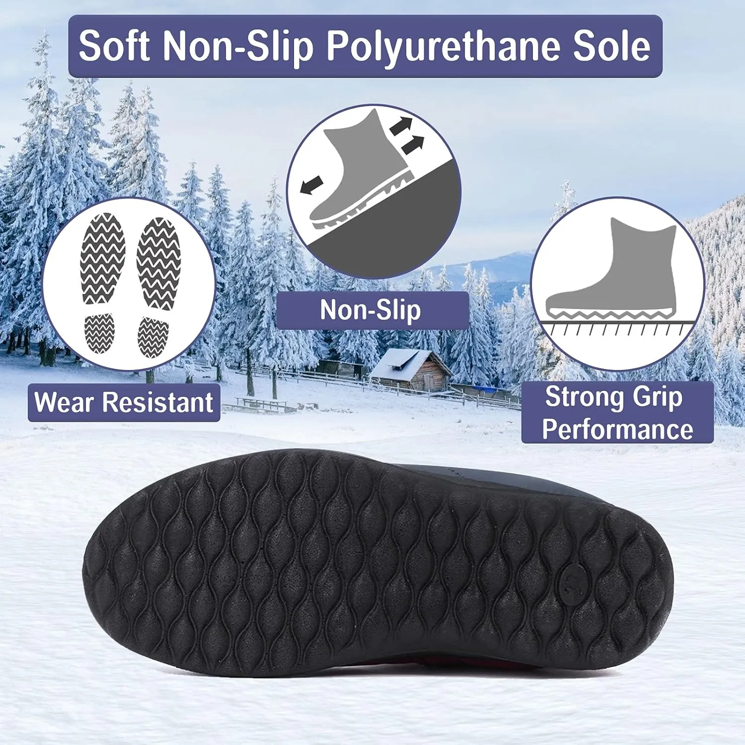 gracosy Snow Boots for Women, Warm Ankle Bootie Waterproof Outdoor Snow Anit-Slip Boots Slip On Lined Winter Shoes for Ladies