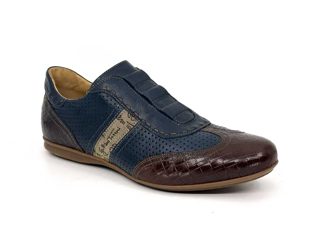 Graham Navy Blue Slip-On Men's Leather Sneakers