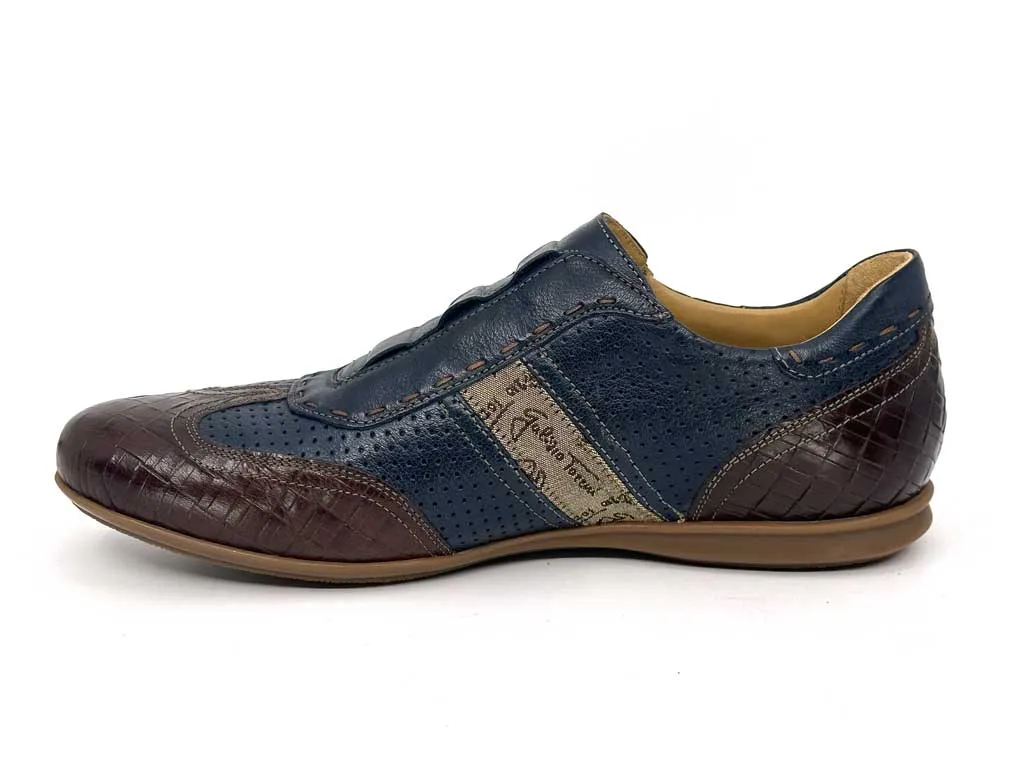 Graham Navy Blue Slip-On Men's Leather Sneakers