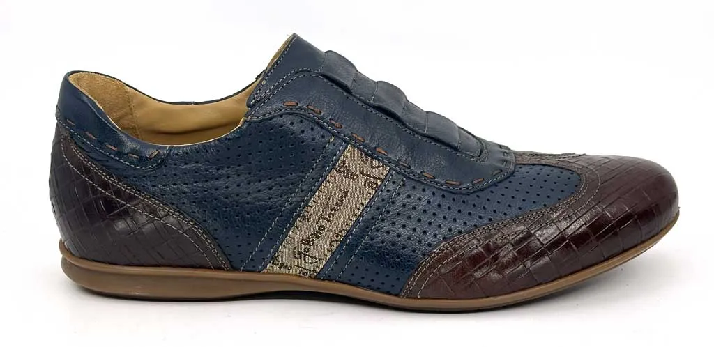 Graham Navy Blue Slip-On Men's Leather Sneakers