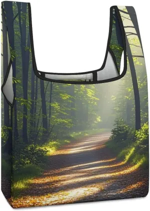 Green Under The Sunshine Tote Bag Reusable Shopping Handbag Washable Foldable Grocery Tote for Picnic Shopping