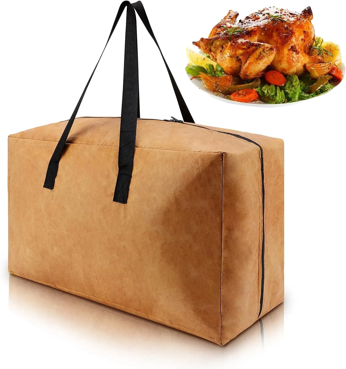 Gugxiom Barbecue Meat Resting Blanket, Paper Picnic bbq Bag, Handheld Reusable Barbecue Bag with Double Opening Insulated Bag for Storing Large Brisket, Pork Shoulder, Turkey
