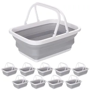 Handles Bulk- Basket 10x Grey/White 9L Bin Collapsible Clothes Laundry w Door-to-door delivery Folding Fast worldwide shipping