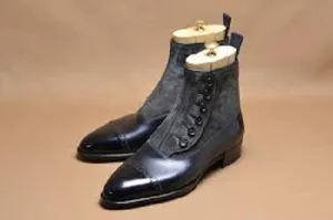 Handmade Two Tone Suede Leather Ankle Boots