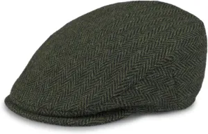 Hanna Hats for Men Donegal Tweed Vinatge Flat Cap - Driving Cap - Made in Ireland -100% Wool Tweed (US, Alpha, X-Large, Green Herringbone)