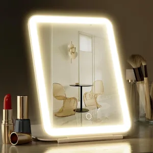 Hansong Folding Makeup Mirror with Lights Rechargeable 7.9 inch for Travel Mirror with 72 Led Lights Lighted Up Mirror 1000mAh 3 Color Adjustable Lighting Dimmable Beauty Gift for Women