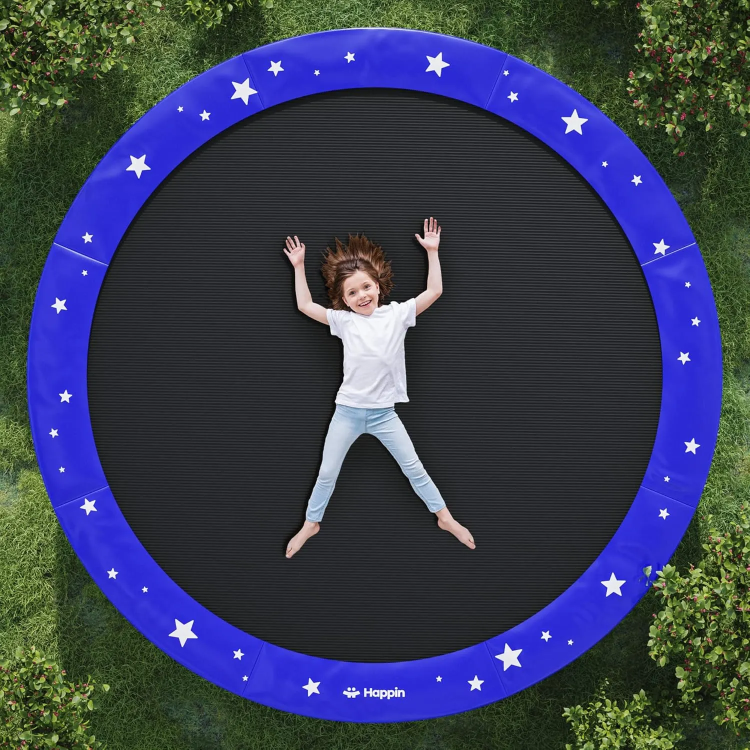 Happin® Trampoline Spring Cover Super Thick, Universal Fit 12FT/14FT/15FT -Trampoline Pad Replacement Stars Design, Waterproof, Tear & UV Resistant, Trampoline Pad Replacement for Ultimate Safety